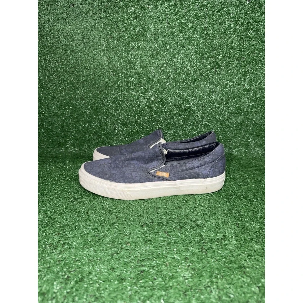 VANS Classic Slip-On Womens Size 8 Blue White Checkerboard Sneakers Shoes